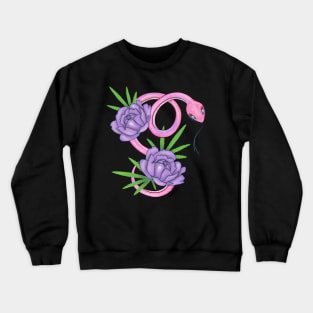 Pink snake with roses Crewneck Sweatshirt